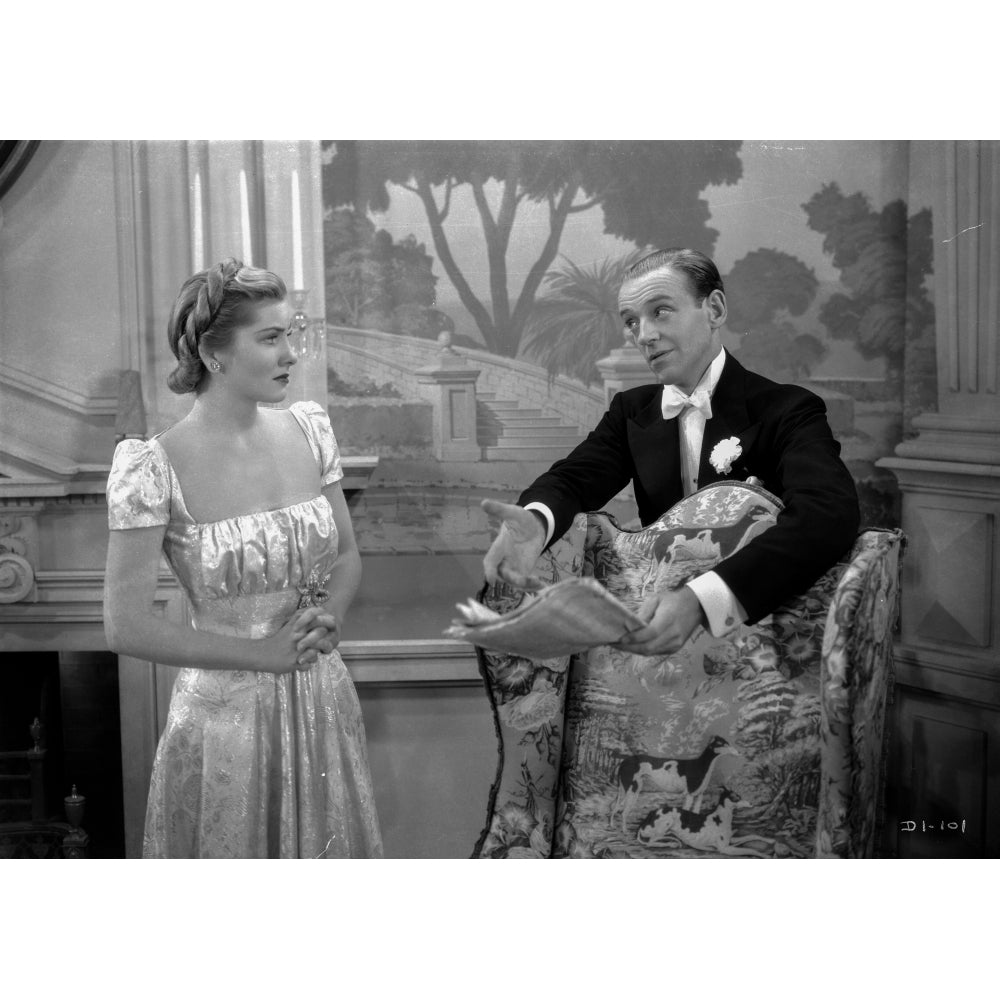 Damsel In Distress with Joan Fontaine wearing Dress in Black and White Photo Print Image 1