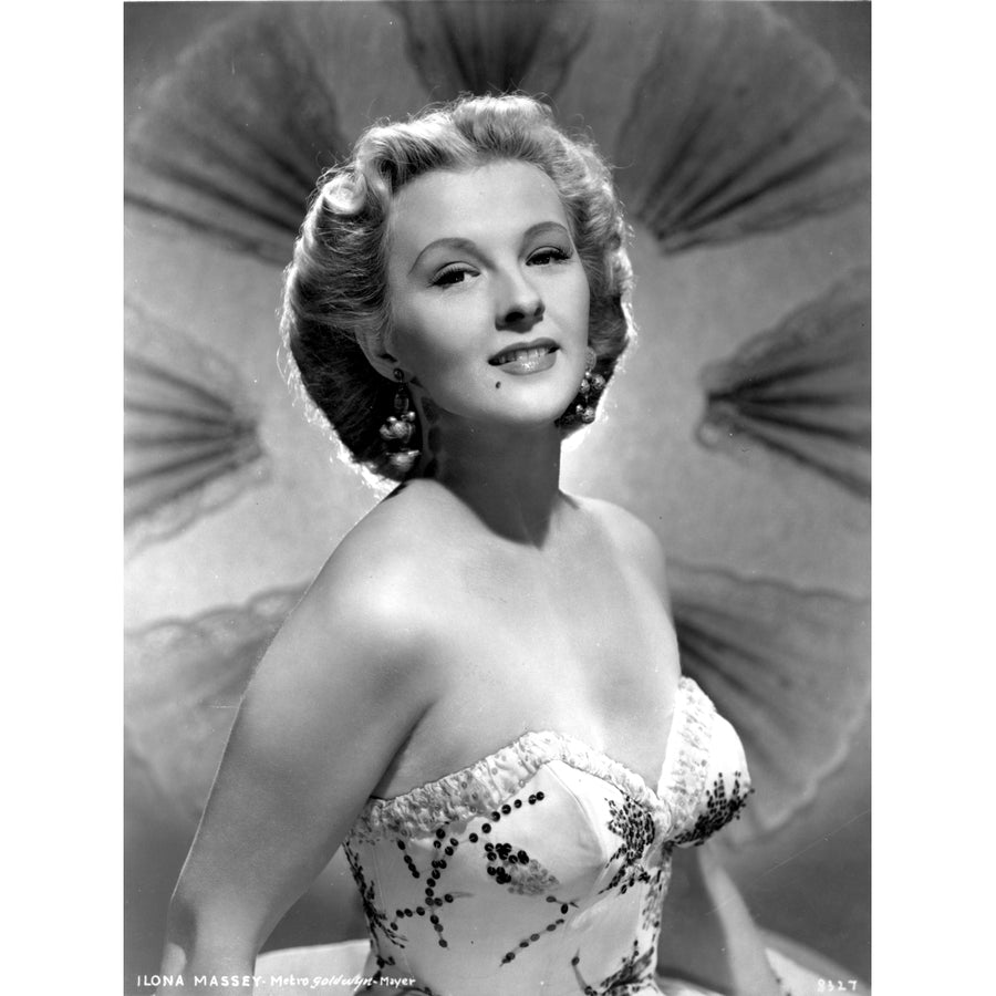 Ilona Massey on a Beaded Gown and smiling Portrait Photo Print Image 1