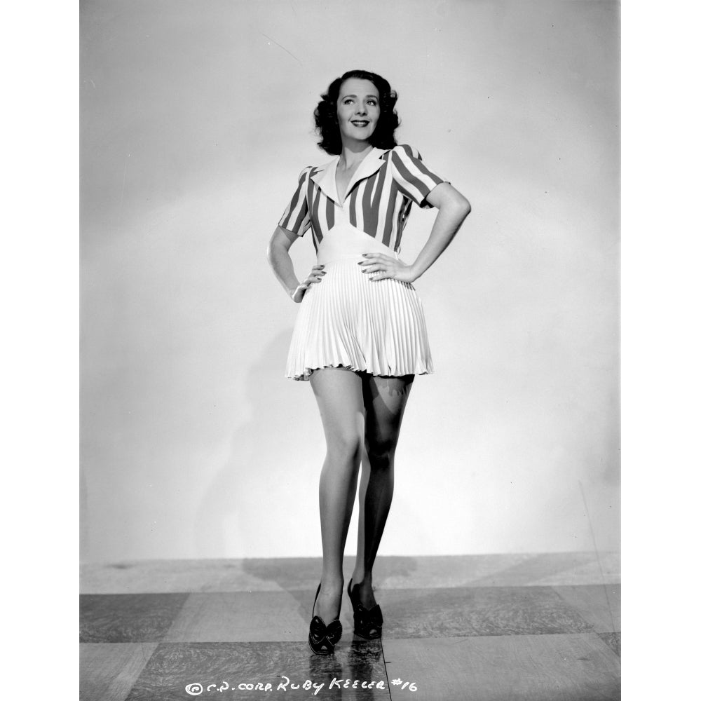 Ruby Keeler on Printed Dress and Hands on Waist Photo Print Image 1