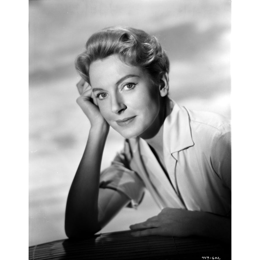 Deborah Kerr wearing Trench Coar in Black and White Photo Print Image 1