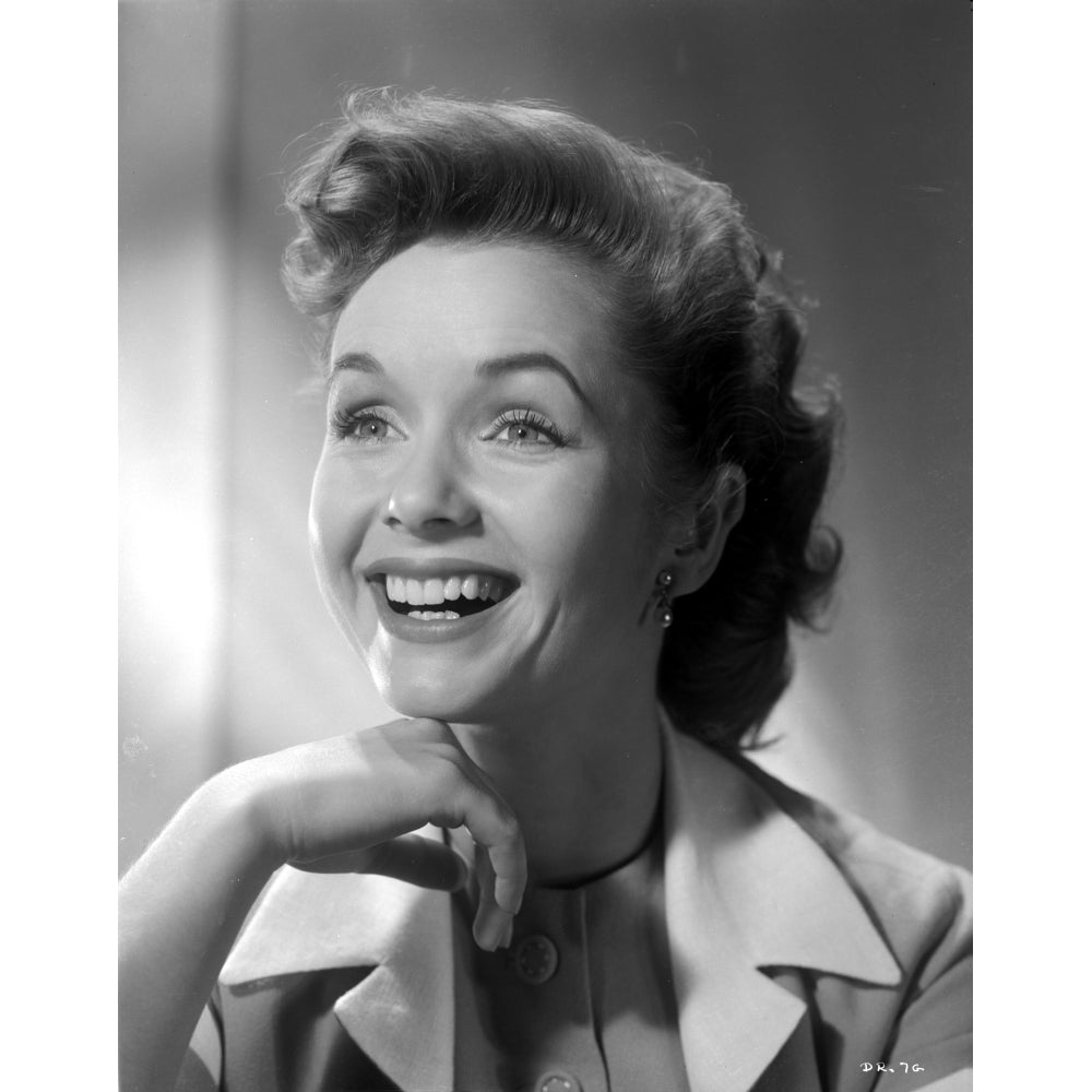 Debbie Reynolds smiling in Trench Coat with Hand on Her Chin Photo Print Image 1