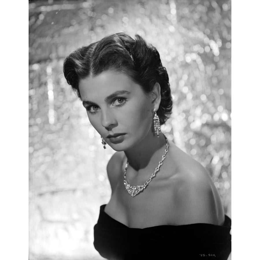 Jean Simmons Portrait in Black Off Shoulder Dress and Necklace Photo Print Image 1