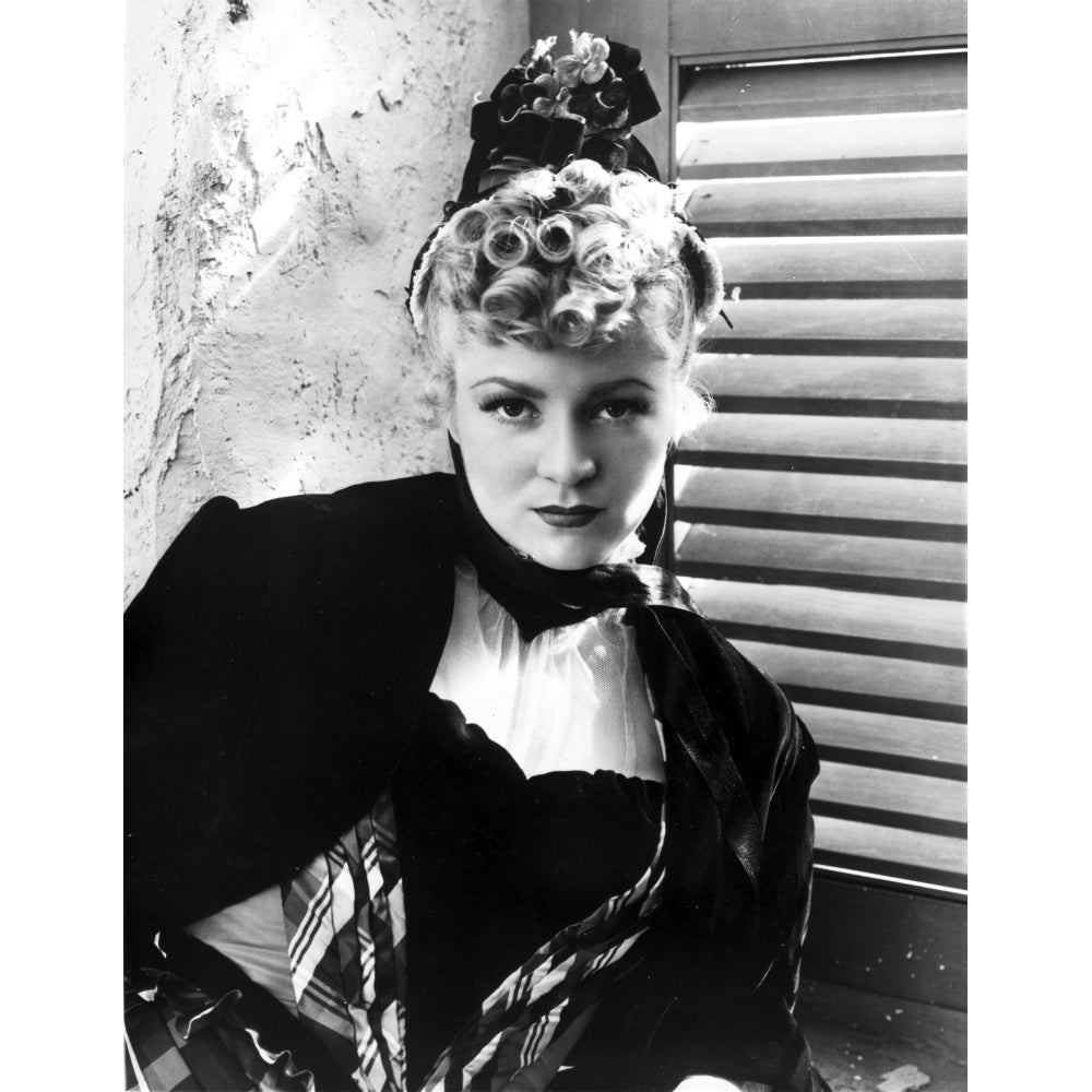 Claire Trevor Posed in Black Dress with Curly Hair Style Photo Print Image 1