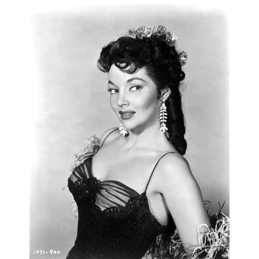 Mari Blanchard Posed in Black Dress with Earrings Photo Print Image 1