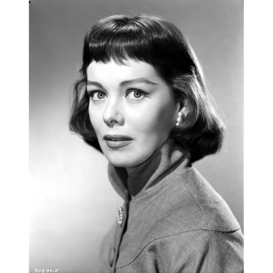 Phyllis Kirk Posed wearing Coat in Gray scale Portrait Photo Print Image 1