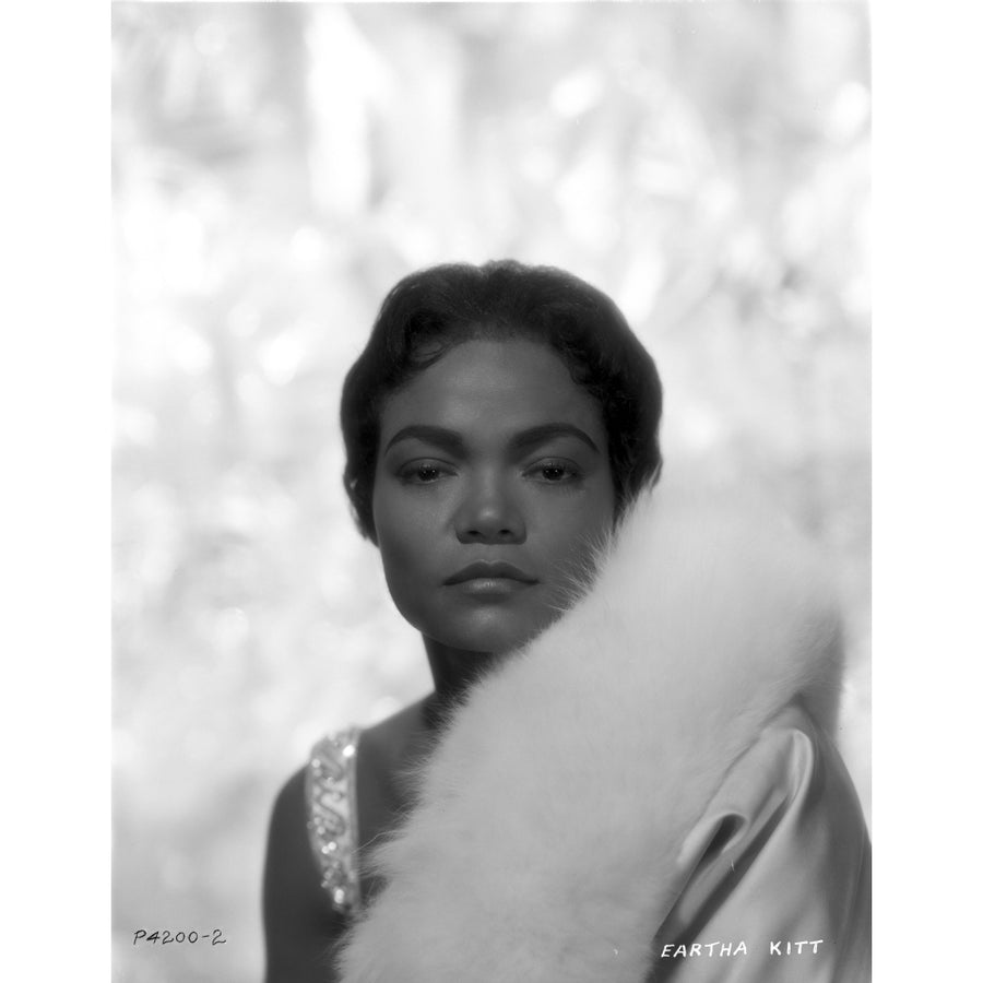 Eartha Kitt Portrait in Feather Coat Photo Print Image 1