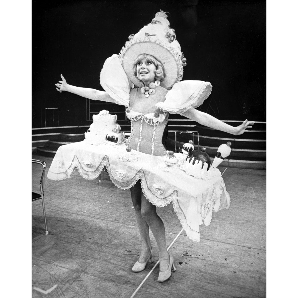 Carol Channing wearing a White Puff Sleeve Dress Photo Print Image 1