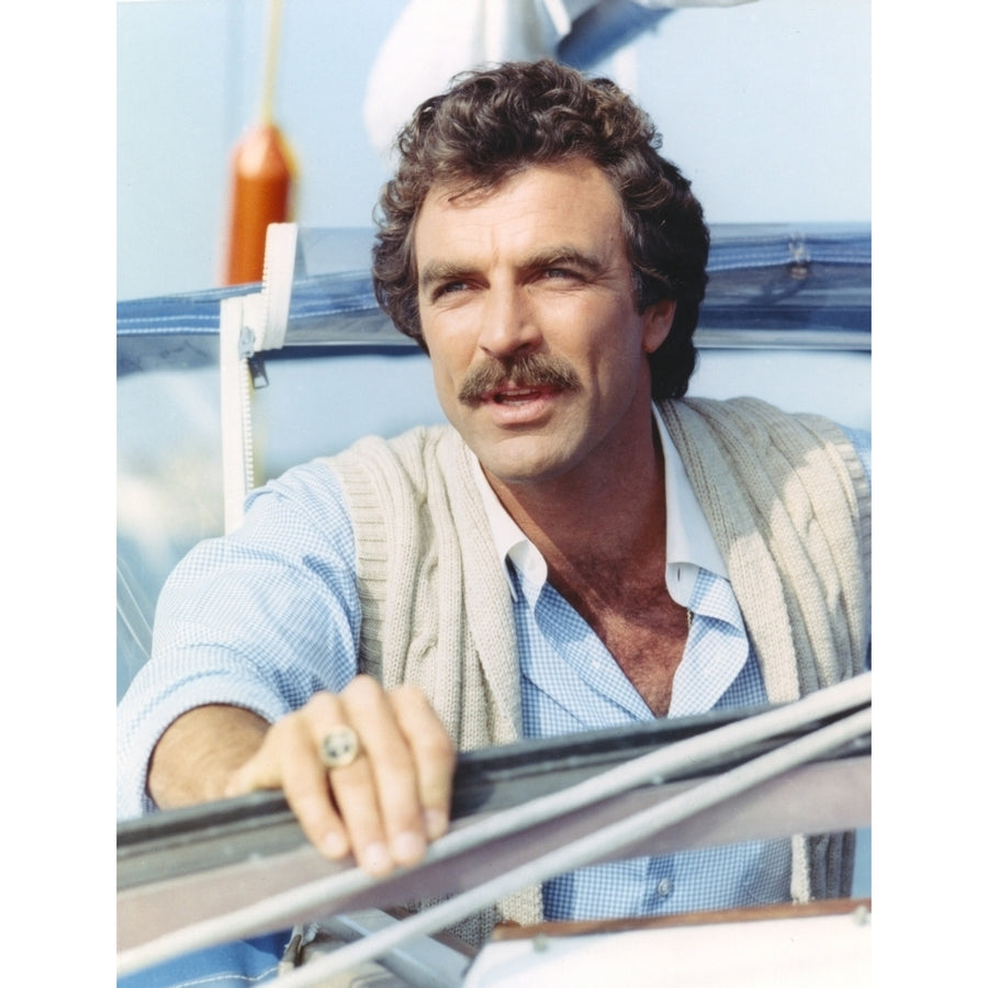 Tom Selleck in White Vest and Blue Polo Portrait Photo Print Image 1