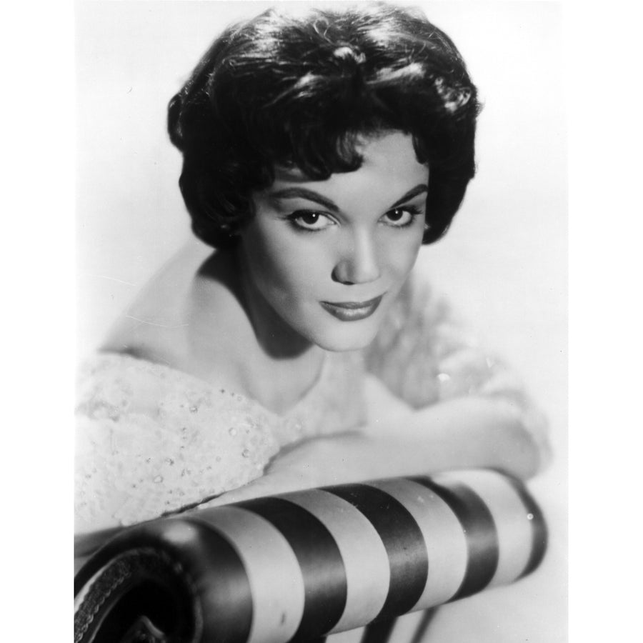 Connie Francis Leaning on Couch wearing Formal Dress Photo Print Image 1