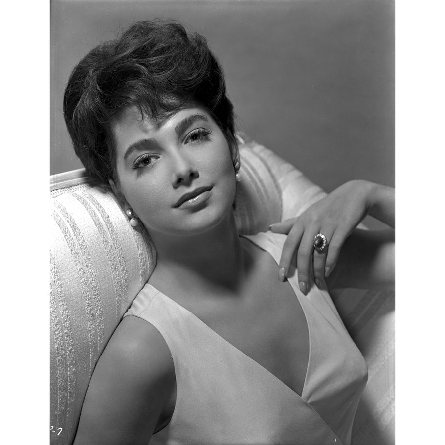 Suzanne Pleshette in a White Dress with Pearl Necklace Photo Print Image 1