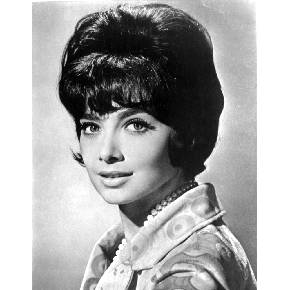 Suzanne Pleshette wearing a Printed Blouse with Pearl Necklace Photo Print Image 1