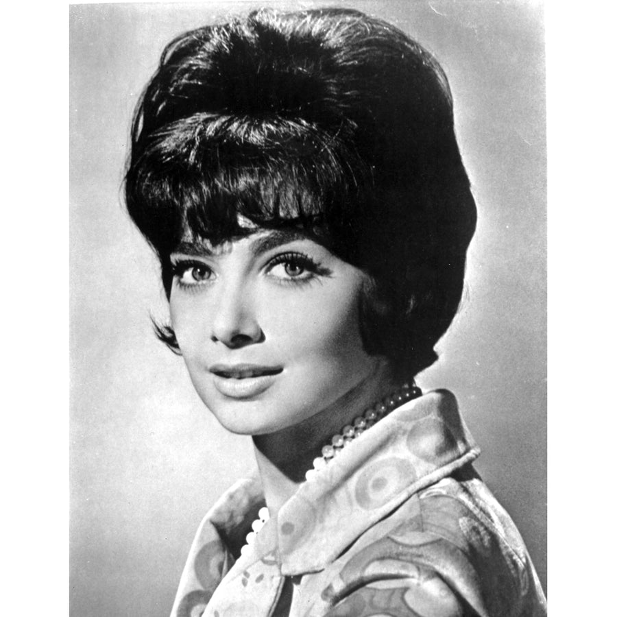 Suzanne Pleshette wearing a Printed Blouse with Pearl Necklace Photo Print Image 1