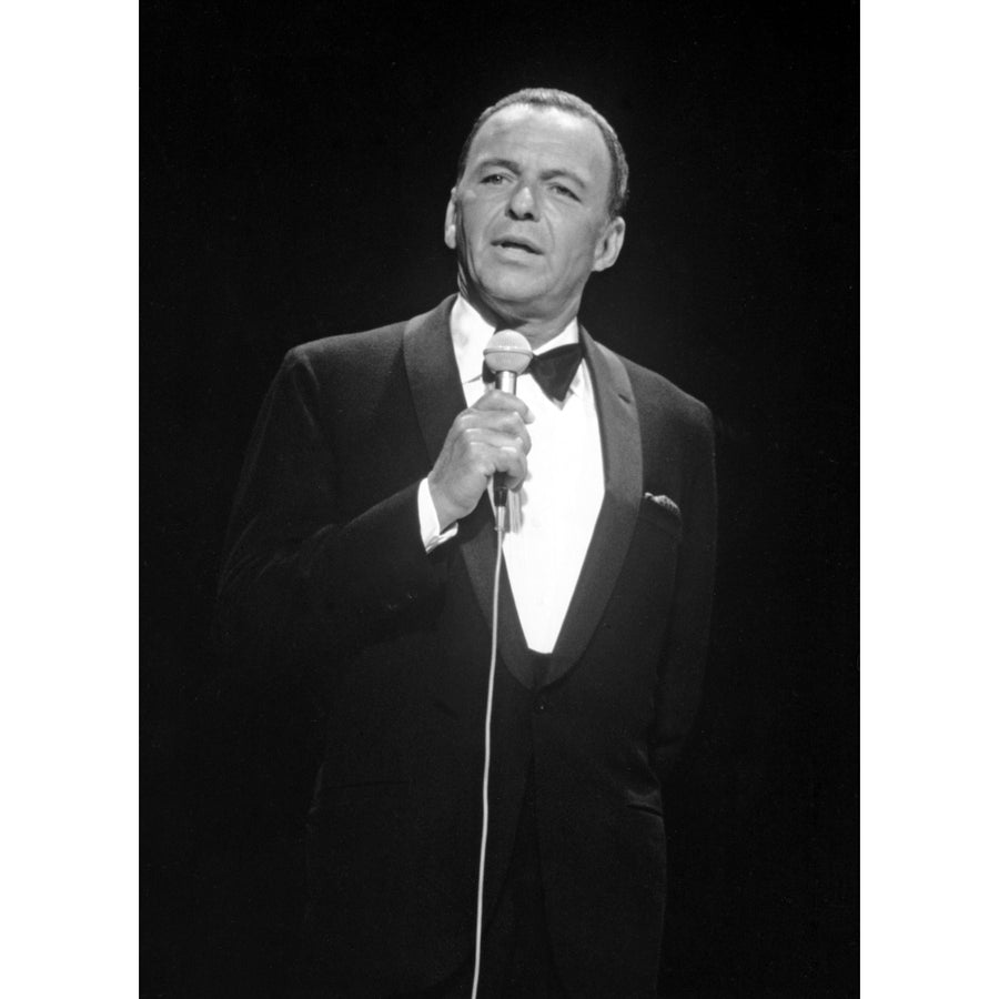 Frank Sinatra Holding Microphone and singing in Suit Photo Print Image 1