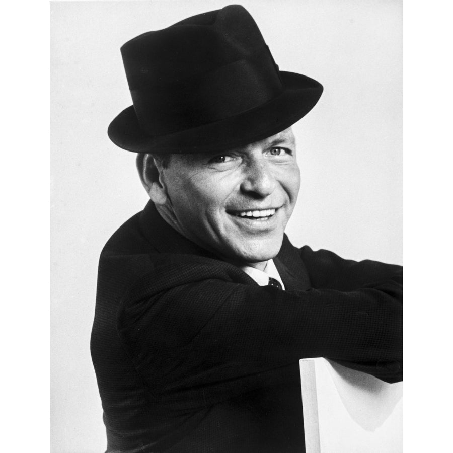 Frank Sinatra smiling in Suit with Black Hat Photo Print Image 1