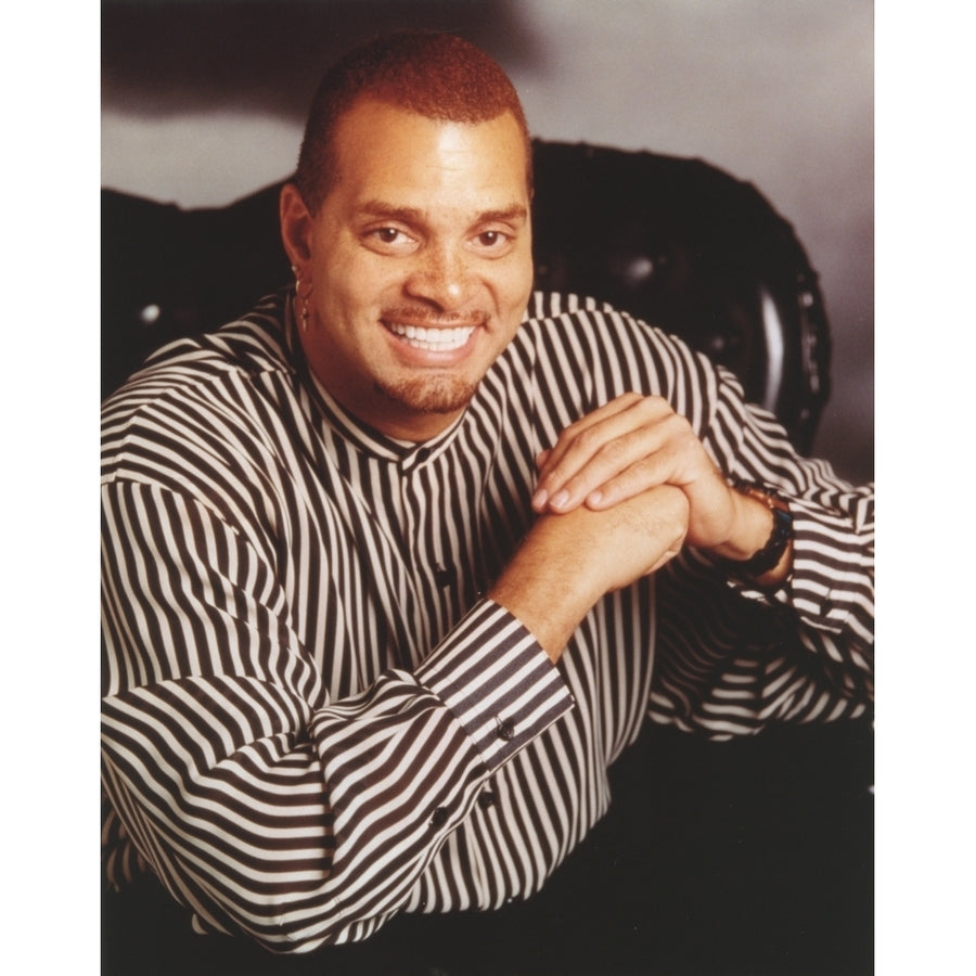 Sinbad Posed in Stripe Long Sleeve Portrait Photo Print Image 1