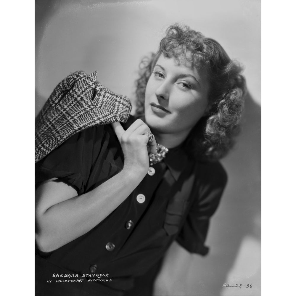 Barbara Stanwyck posed in Portrait wearing Black Dress Photo Print Image 1