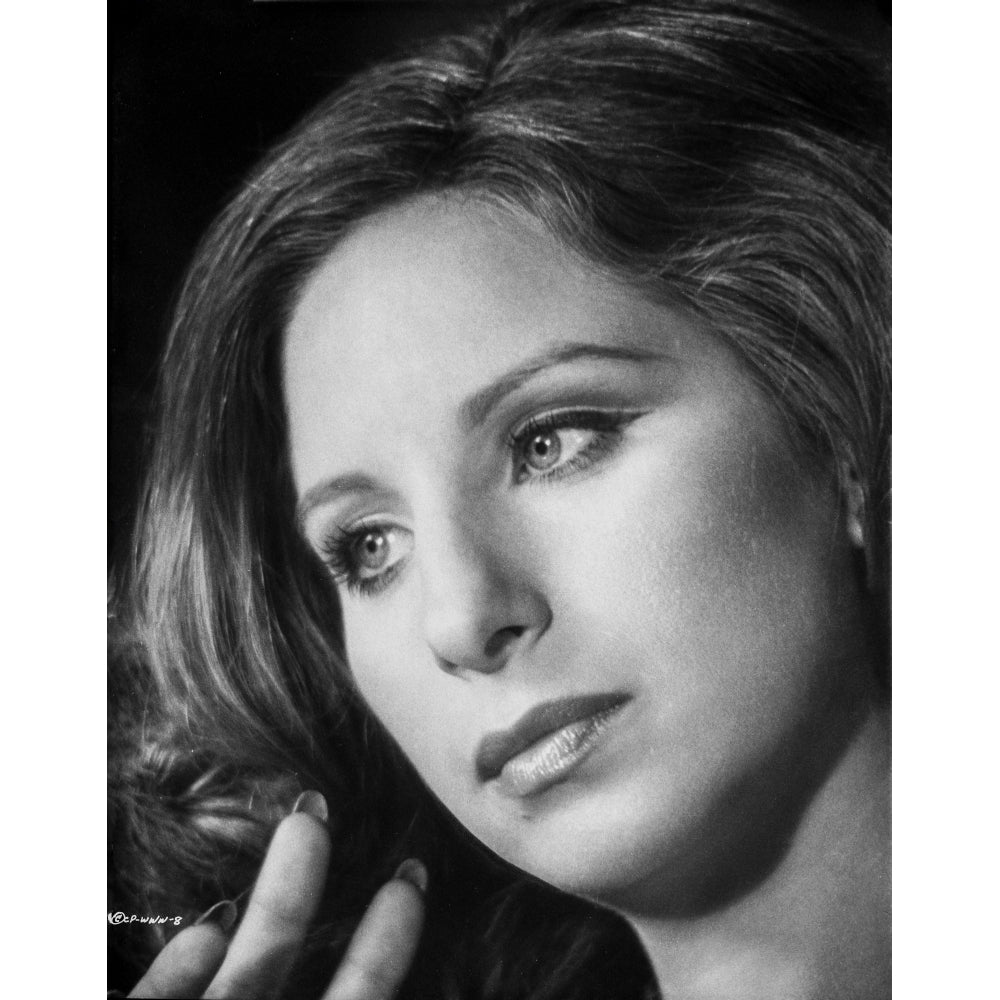 Barbra Streisand Look Away Pose in Black and White Photo Print Image 1