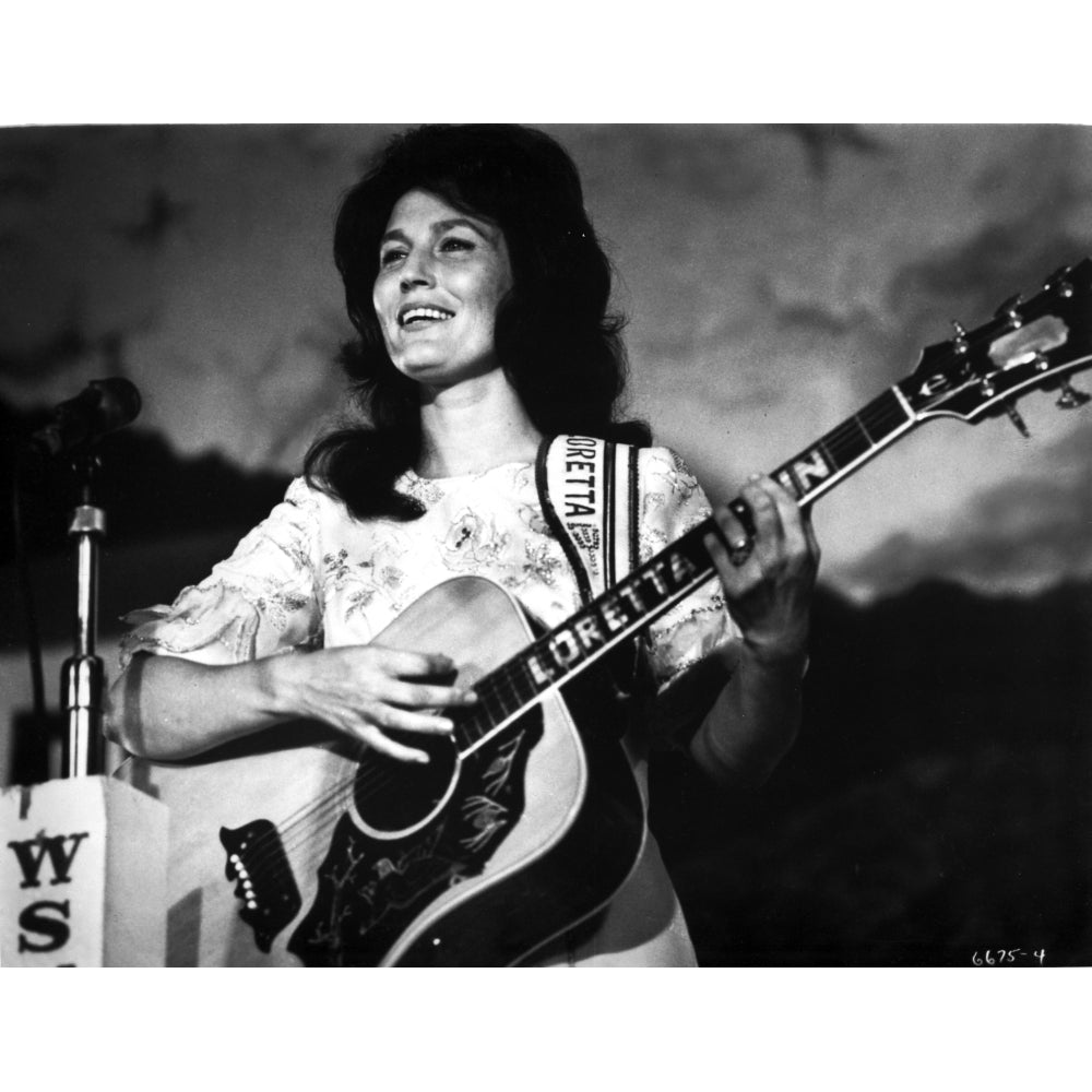 Loretta Lynn Playing Guitar in Classic Photo Print Image 1