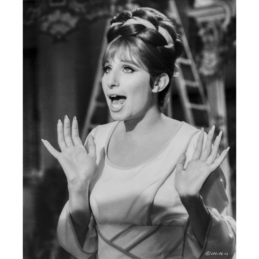 Barbra Streisand Looking Amazed In White Dress Photo Print Image 1