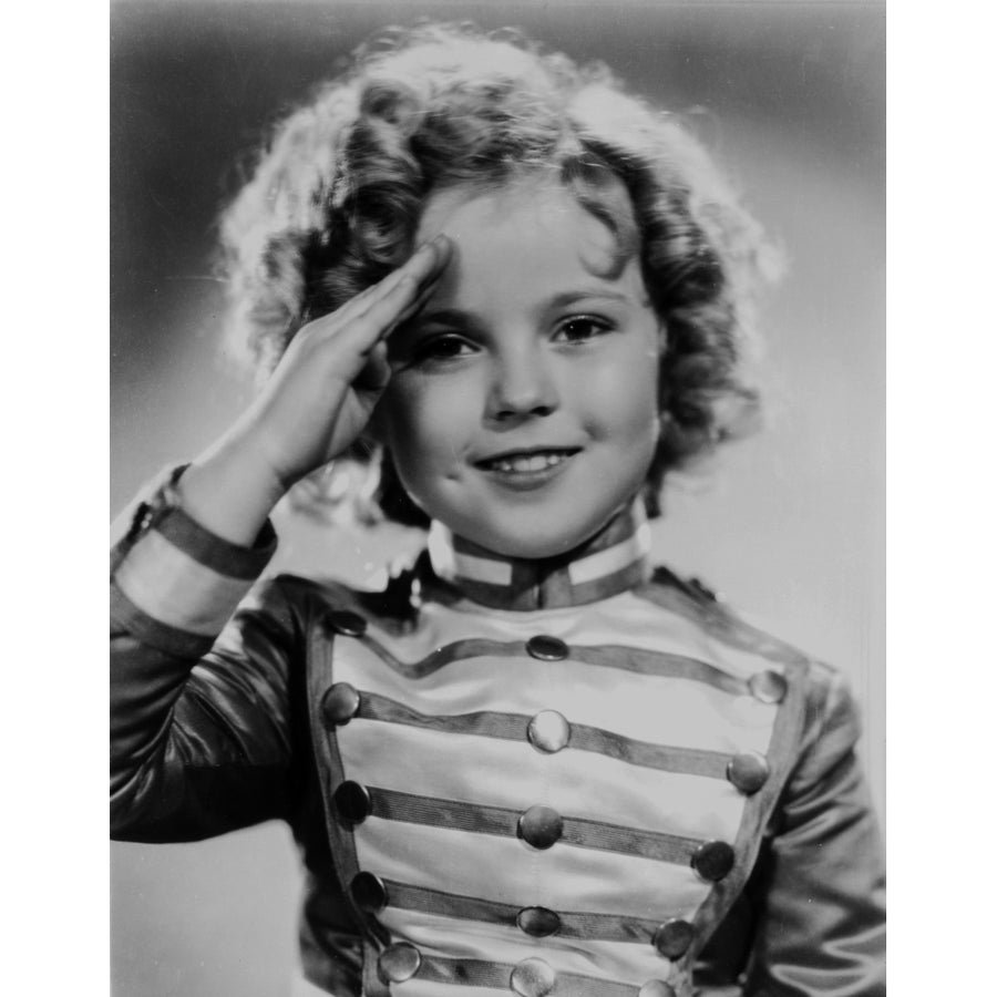 Shirley Temple Saluted in Black and White Photo Print Image 1