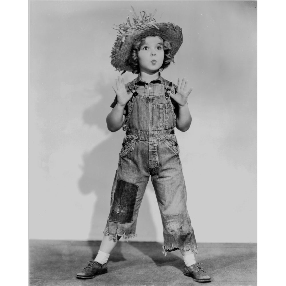 Shirley Temple Dancing in Jumper Suit with overalls and a straw hat Photo Print Image 1