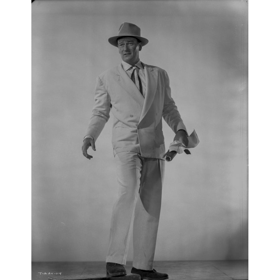 John Wayne wearing a White Suit and Pants Photo Print Image 1