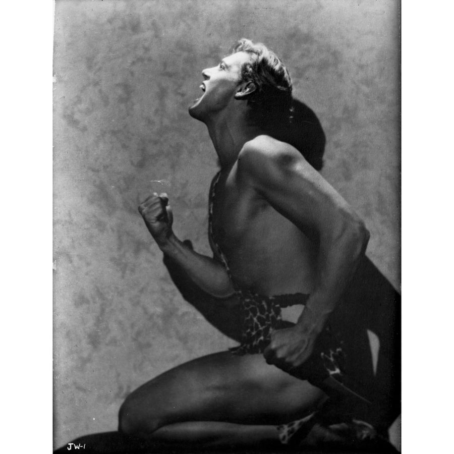 Johnny Weissmuller Kneeling and Shouting in a Portrait Photo Print Image 1