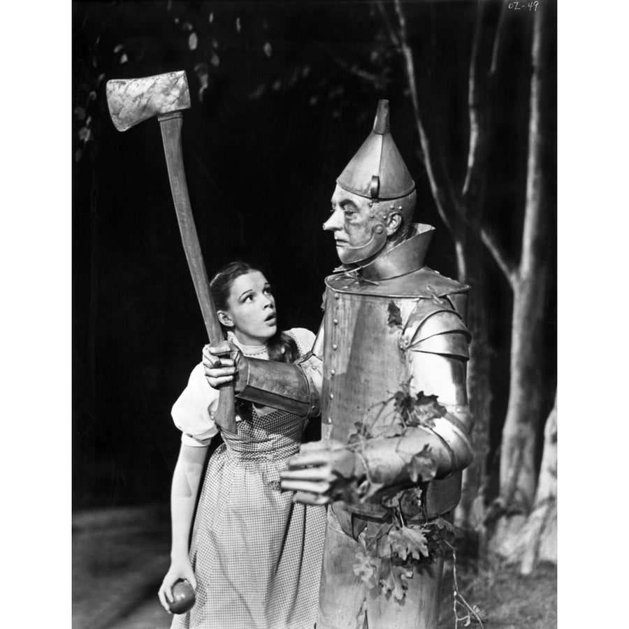 Wizard Of Oz Girl Dorothy Meeting the Tin Man Black and White Photo Print Image 1