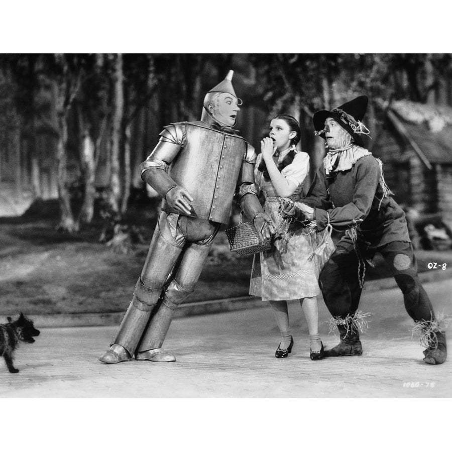 Wizard Of Oz Tin Man Leaning on Dorothy in Black and White Photo Print Image 1