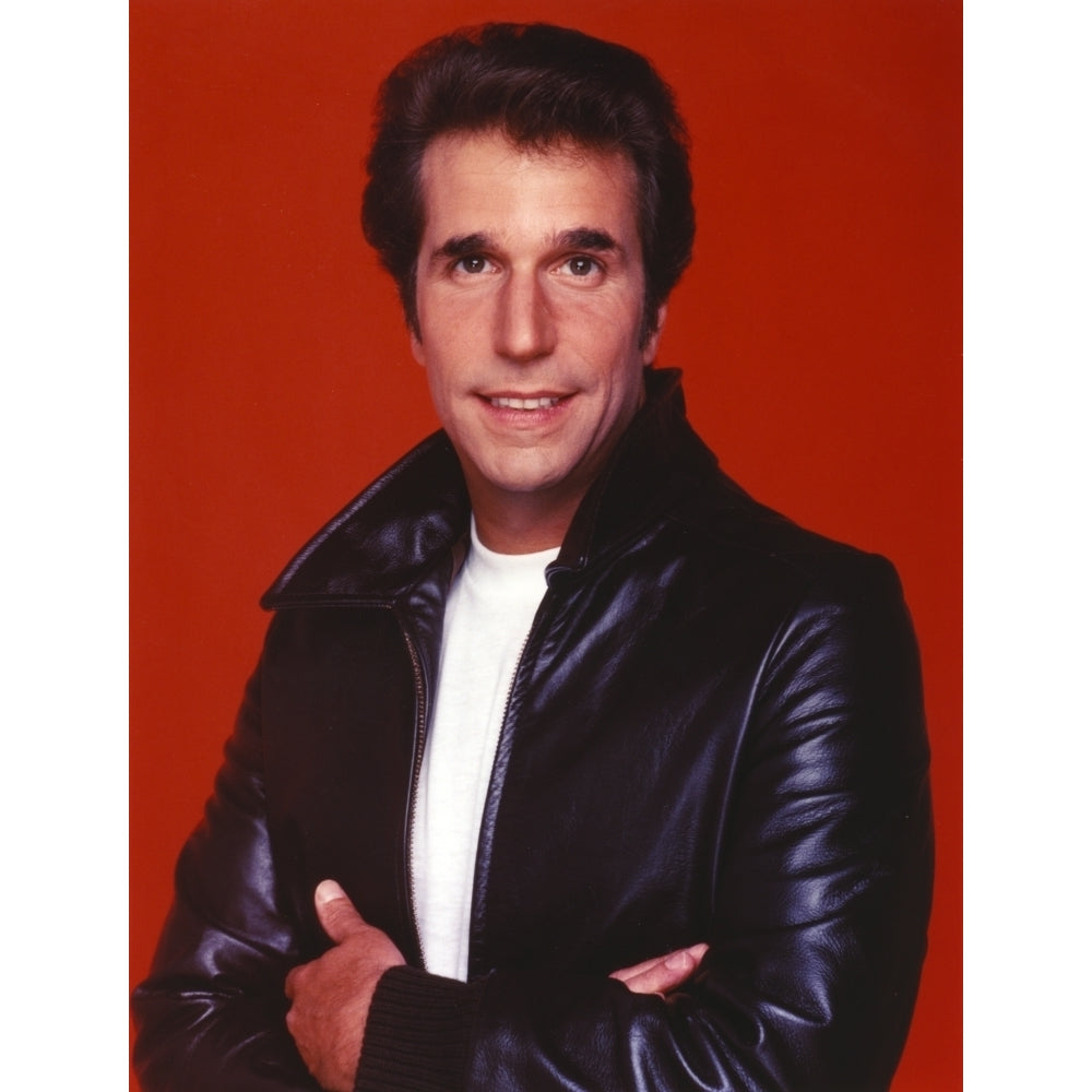 Henry Winkler in a Leather Jacket in a Red Background Photo Print Image 1