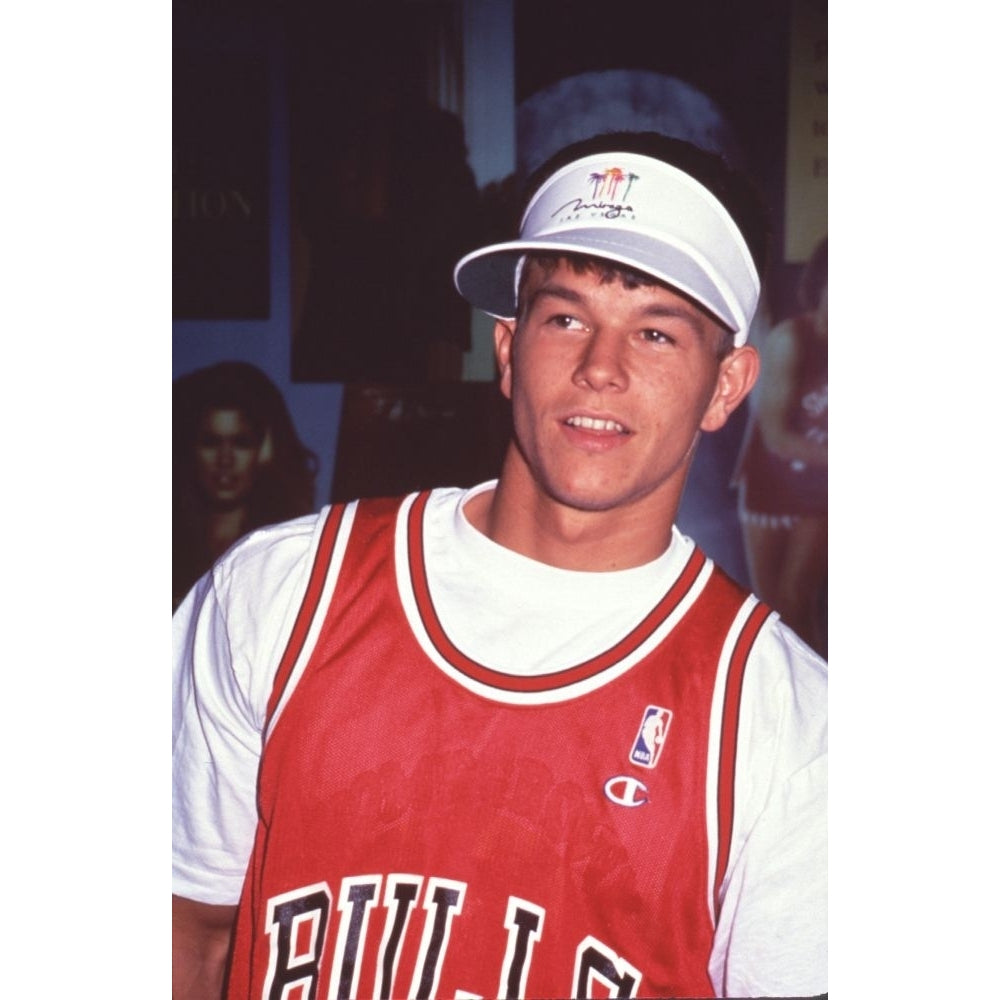 Mark Wahlberg Close Up In Bulls Jersey And White Visor Photo Print - Item CPA3514 Image 1