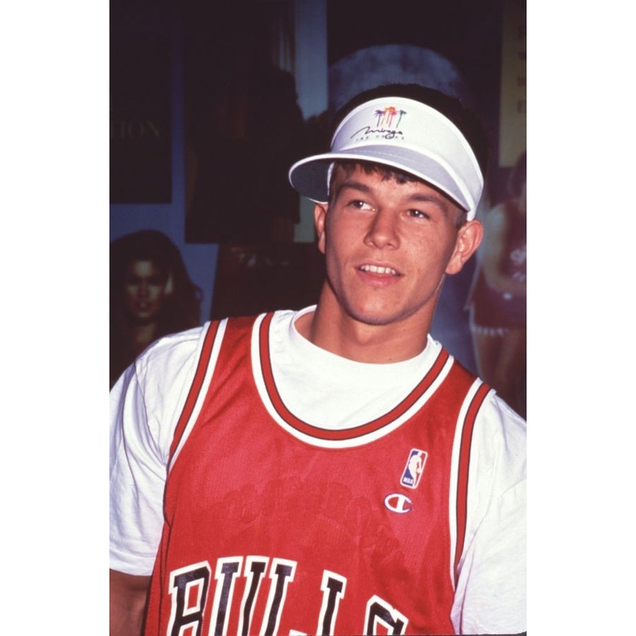 Mark Wahlberg Close Up In Bulls Jersey And White Visor Photo Print - Item CPA3514 Image 1