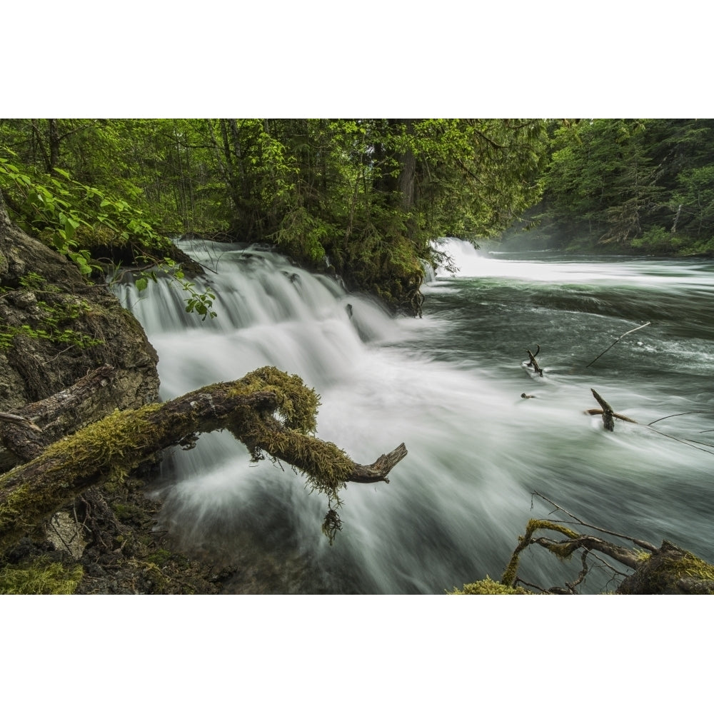 A river flows over a small waterfall in Nisgaa Memorial Lava Bed Provincial Park; British columbia Canada Image 1