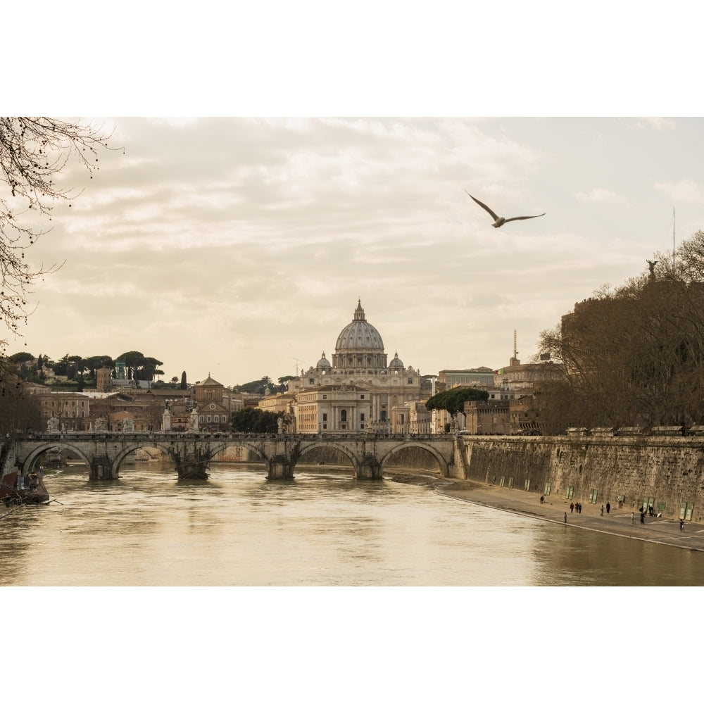 St. Peters basilica and River Tiber; Rome Lazio Italy Poster Print Image 1