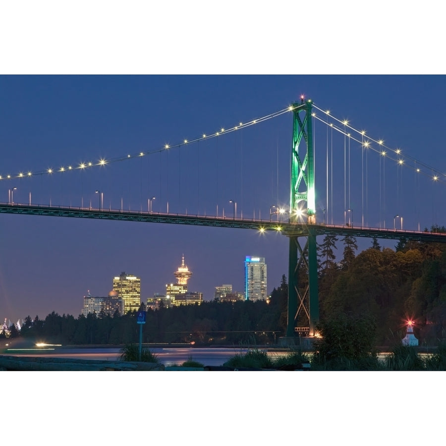 Lions Gate Bridge and downtown Vancouver from Ambleside Park; West Vancouver British Columbia Canada Print Image 1