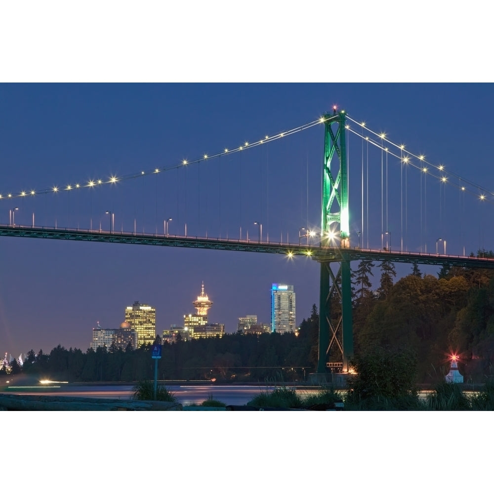 Lions Gate Bridge and downtown Vancouver from Ambleside Park; West Vancouver British Columbia Canada Print Image 2