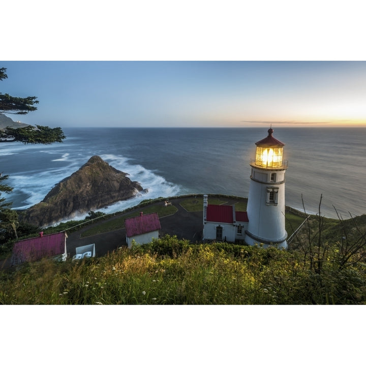 Heceta Head lighthouse at dusk; Oregon United States of America Poster Print Image 2