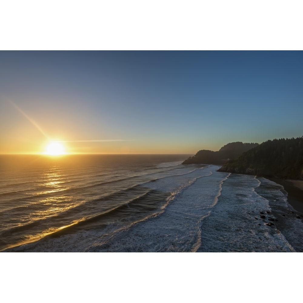 Sun setting along the Oregon Coast; Oregon United States of America Poster Print Image 1