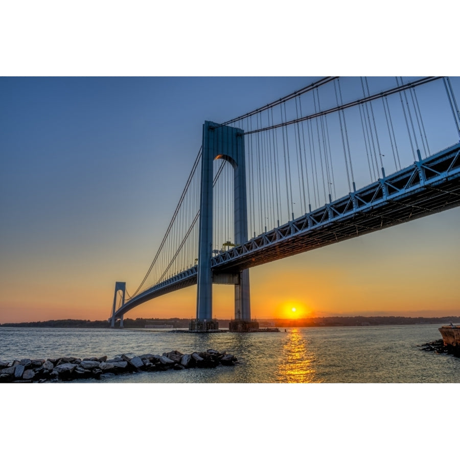 Verrazano-Narrows Bridge at sunset Brooklyn; York City York United States of America Poster Print Image 1