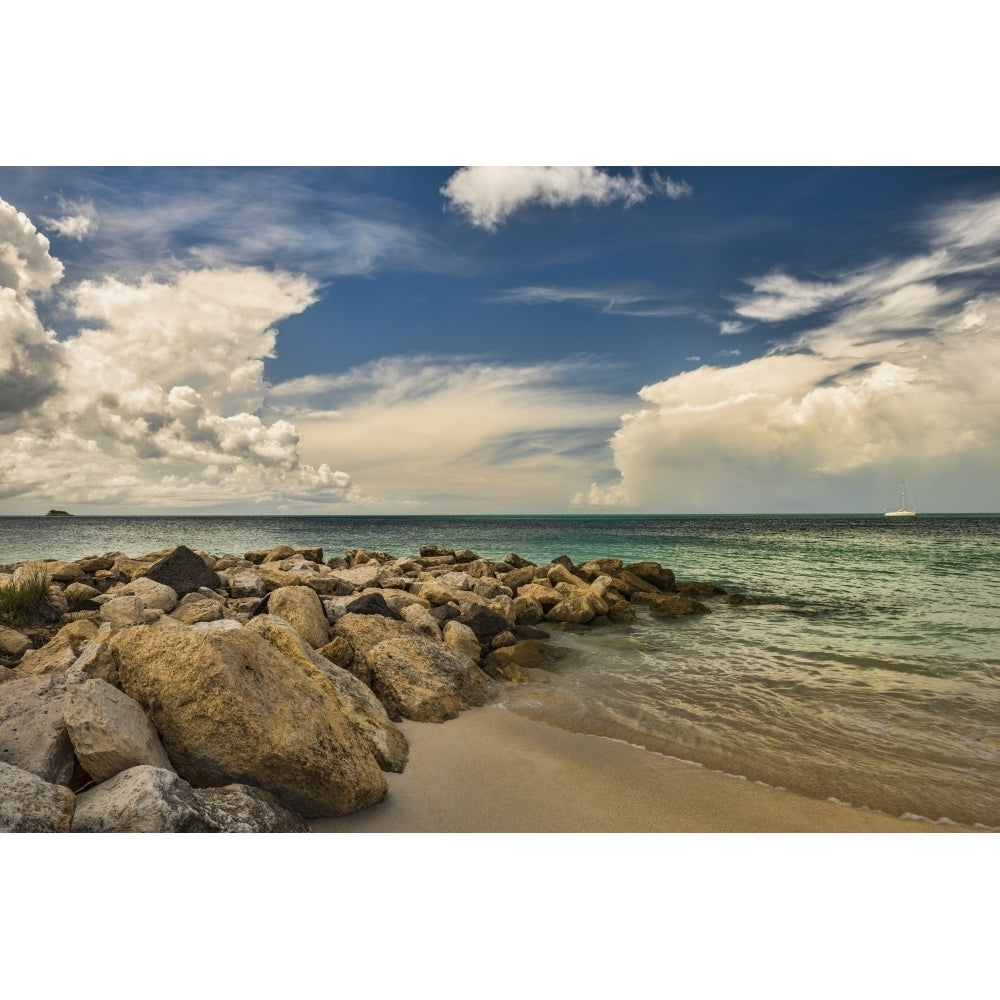 Cumulus clouds over Dickenson Bay; St. Johns Antigua West Indies Poster Print Image 2