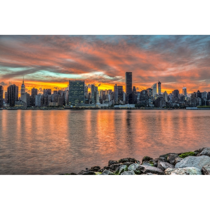 Sunset over Manhattan Gantry Plaza; Long Island City York United States of America Poster Print Image 1