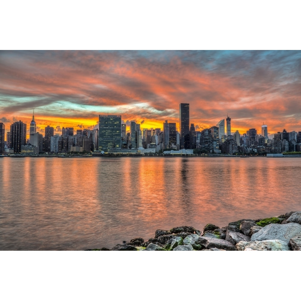 Sunset over Manhattan Gantry Plaza; Long Island City York United States of America Poster Print Image 2