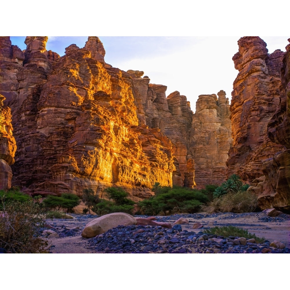 Rock cliffs and valley near Tabuk; Saudi Arabia Poster Print Image 1