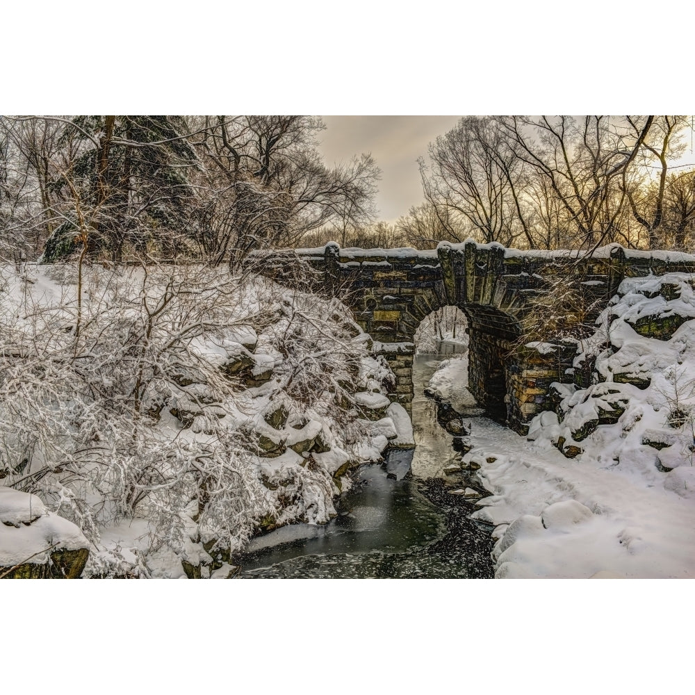 Snow-covered Glen Span Arch Central Park; York City York United States of America Poster Print Image 2