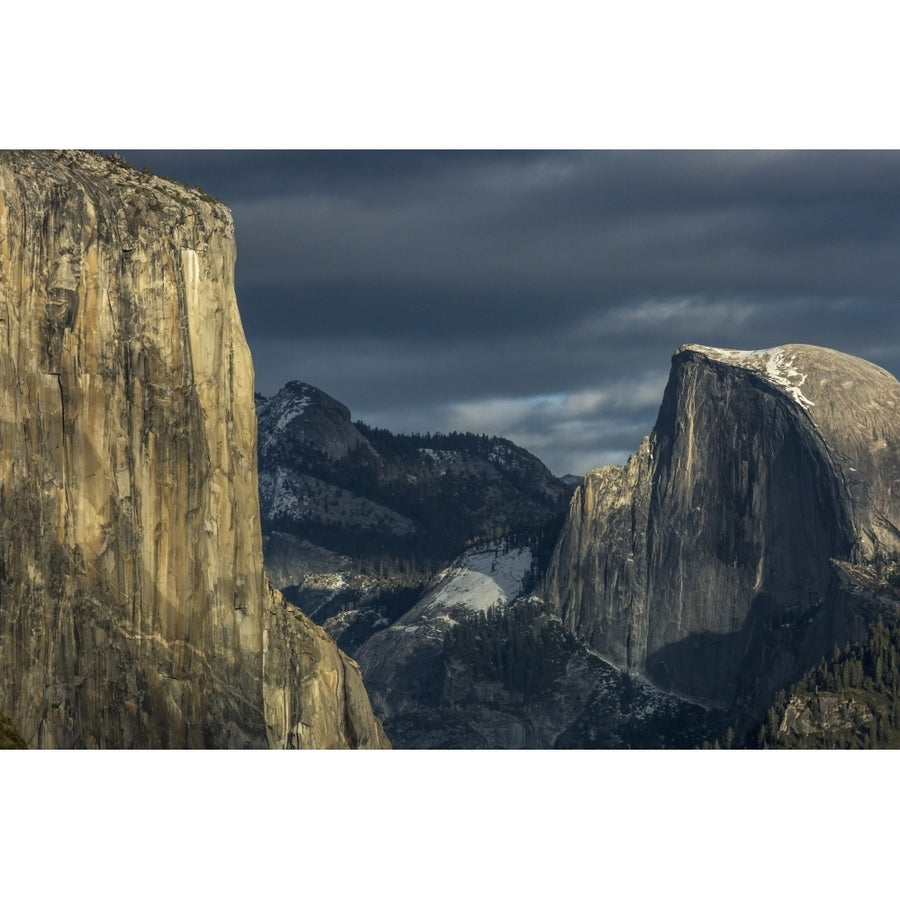 El Capitan and Half Dome in late afternoon winter light as seen from Turtleback Dome in Yosemite National Park; Califor Image 1