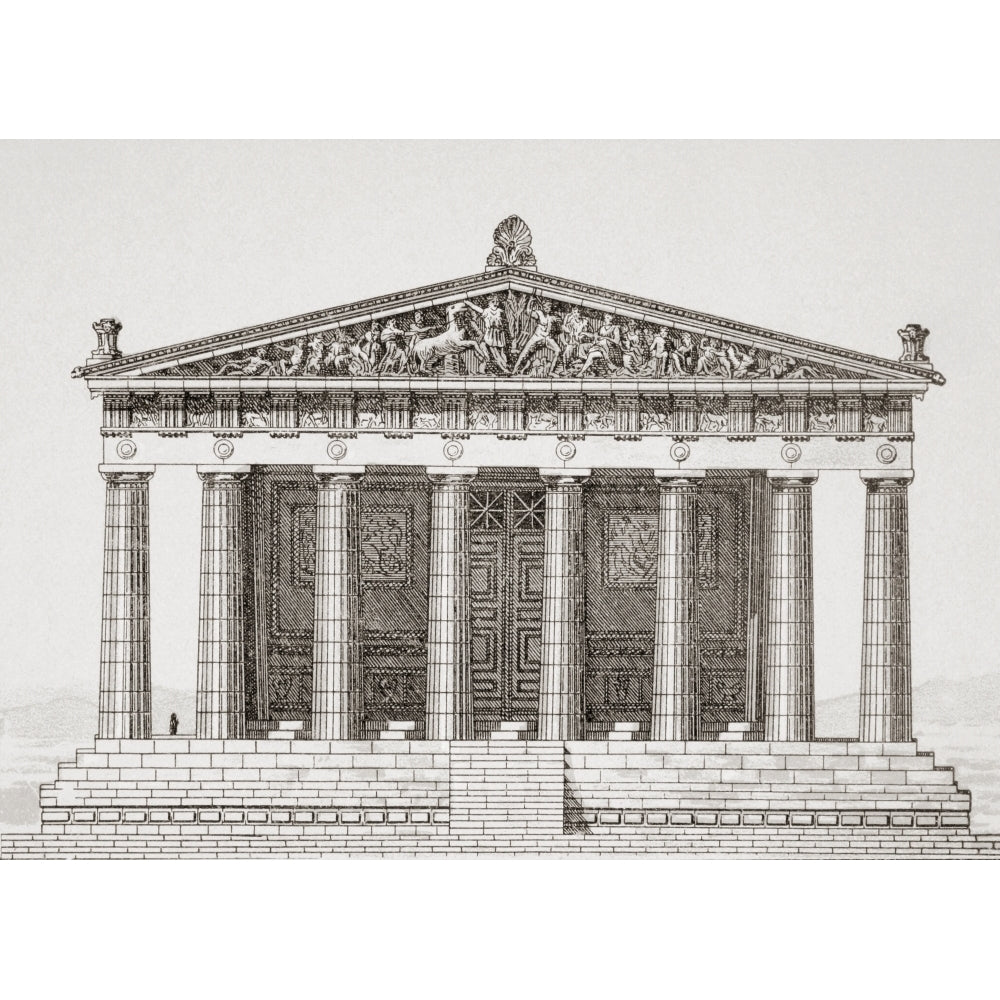 Reconstruction Drawing Of The Parthenon Temple In Athens Greece From Enciclopedia Ilustrada Segu Published Barcelona Image 1