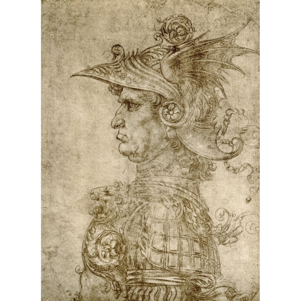 Profile Of An Ancient Captain Aka Condottiero The Warlord Circa 1472 After Leonardo Da Vinci 1452-1519 Drawing In Image 1