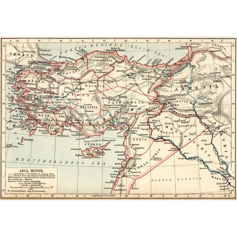 Map Of Asia Minor Under The Greeks And Romans. From Historical Atlas Published 1923. by Ken Welsh / Design Pics Image 1