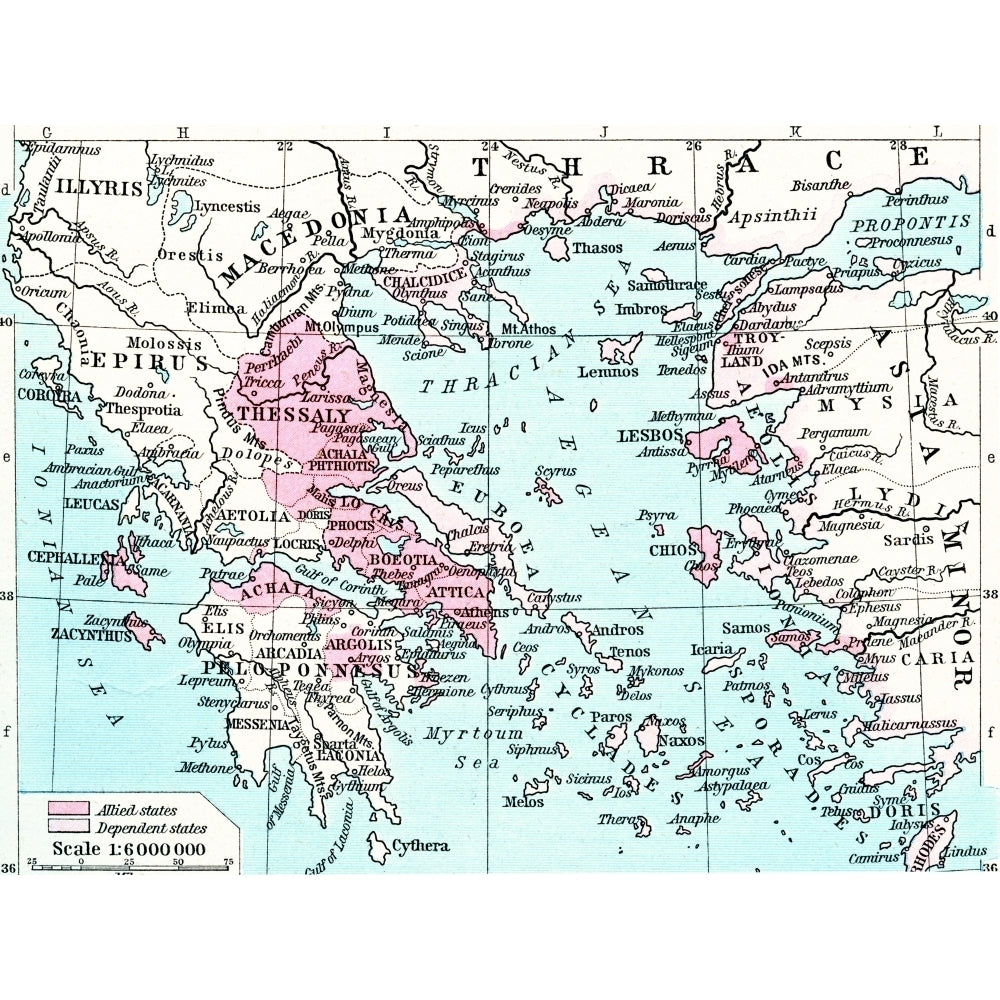 Map Of The Athenian Empire At Its Height C. 450 B.c. From Historical Atlas Published 1923. by Ken Welsh / Design Pics Image 1