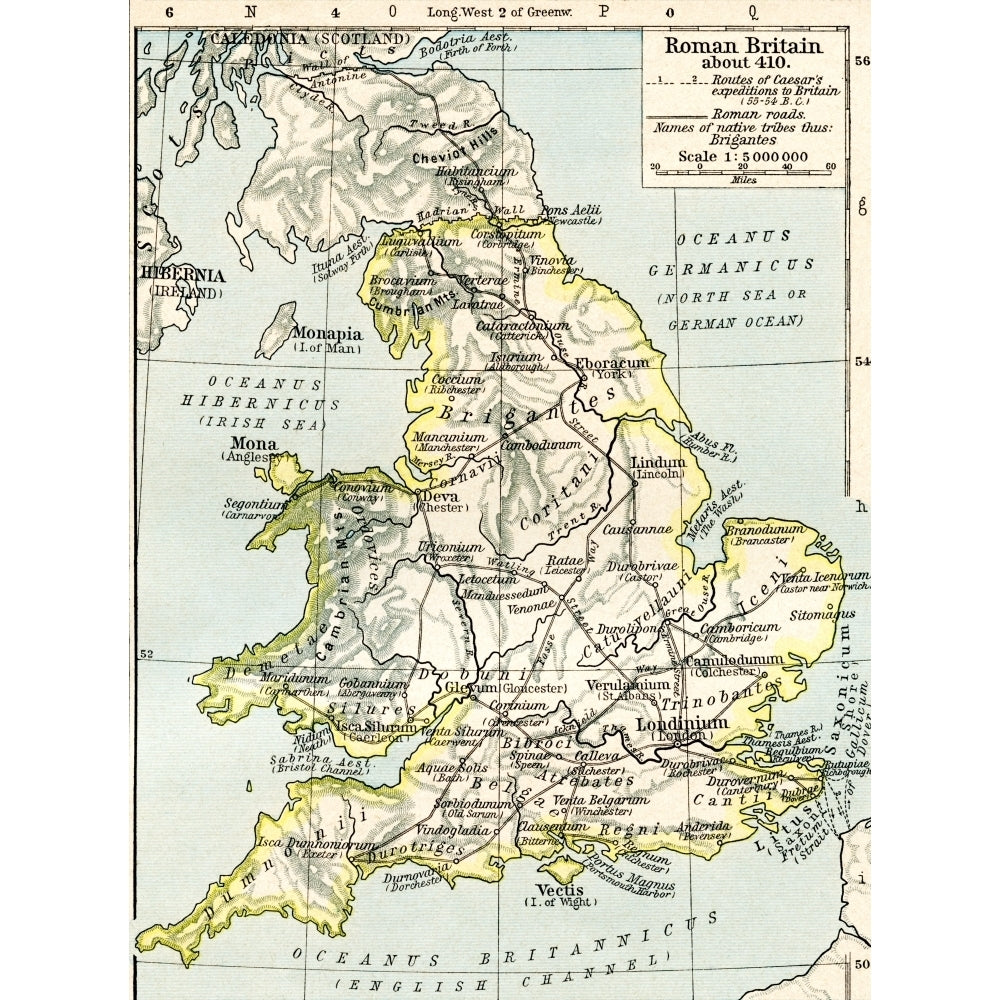 Map Of Roman Britain C. 410. From Historical Atlas Published 1923. by Ken Welsh / Design Pics Image 1